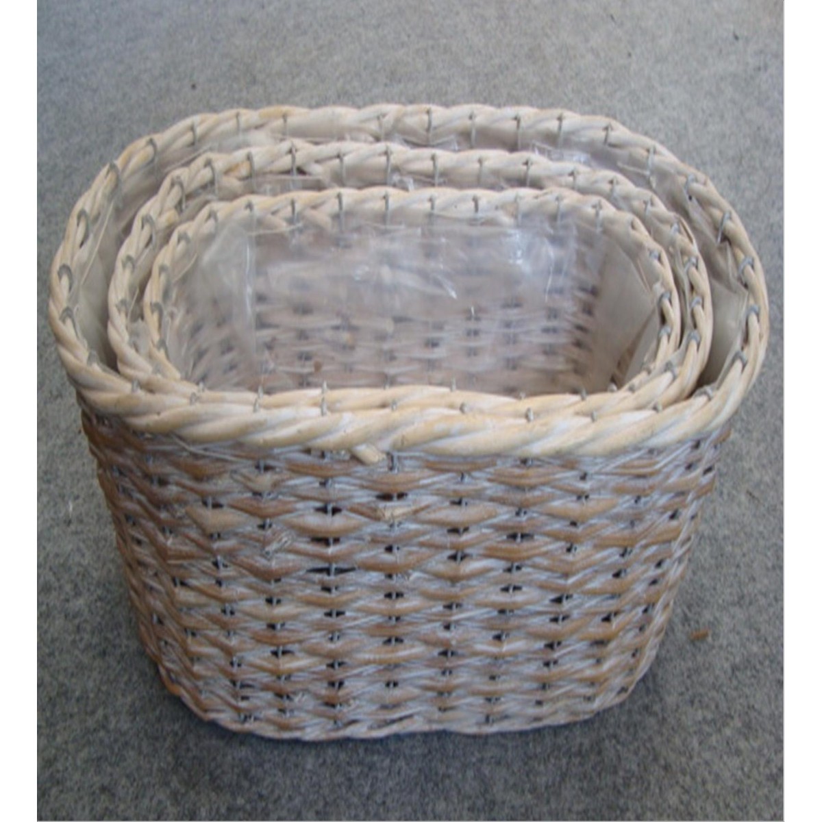  Harmonie Panier ovale Harmonie doublé lin Blanc chenu 34X16X11cm
