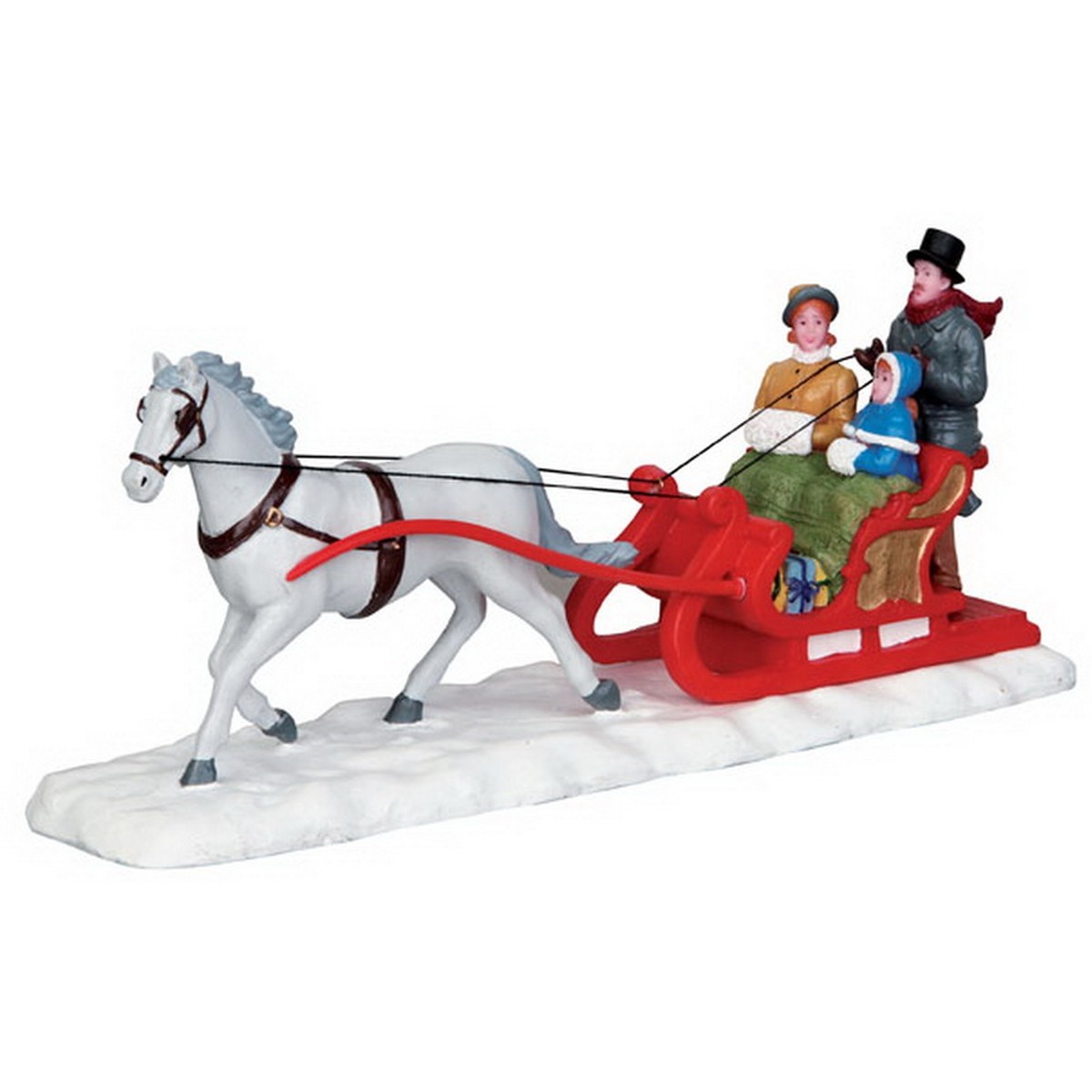  Lemax Famille en traineau avec cheval  19.3x6.6x8cm