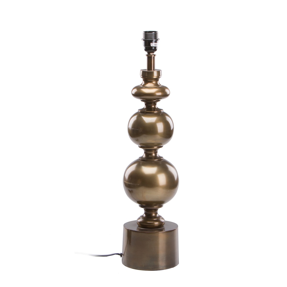   Pied de lampe 2 Boules Brun bronze 15x15x55cm