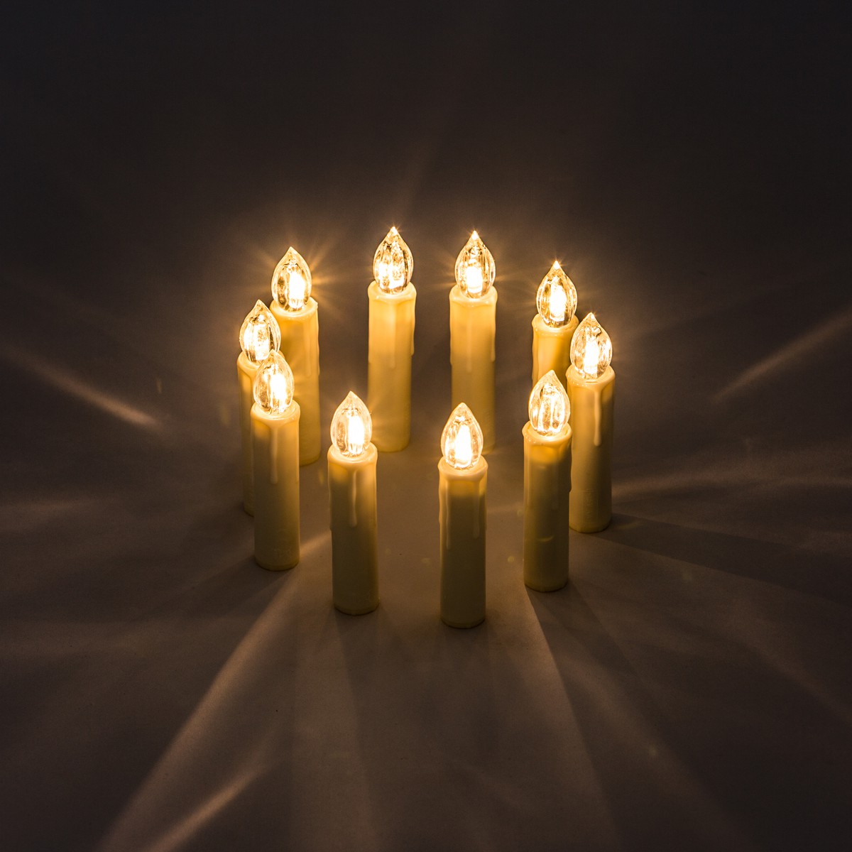   Chandelles LED chaude Int. scintillantes 10pcs  1.8x10cm