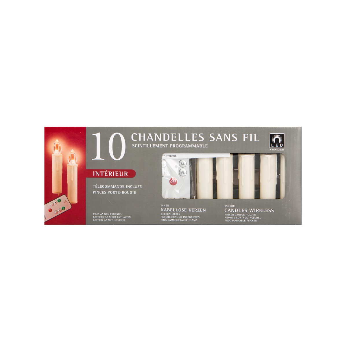   Chandelles LED chaude Int. scintillantes 10pcs  1.8x10cm