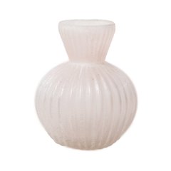  Venise Vase boule cotelé Venise Rouge rose bonbon 9x9x10.5cm