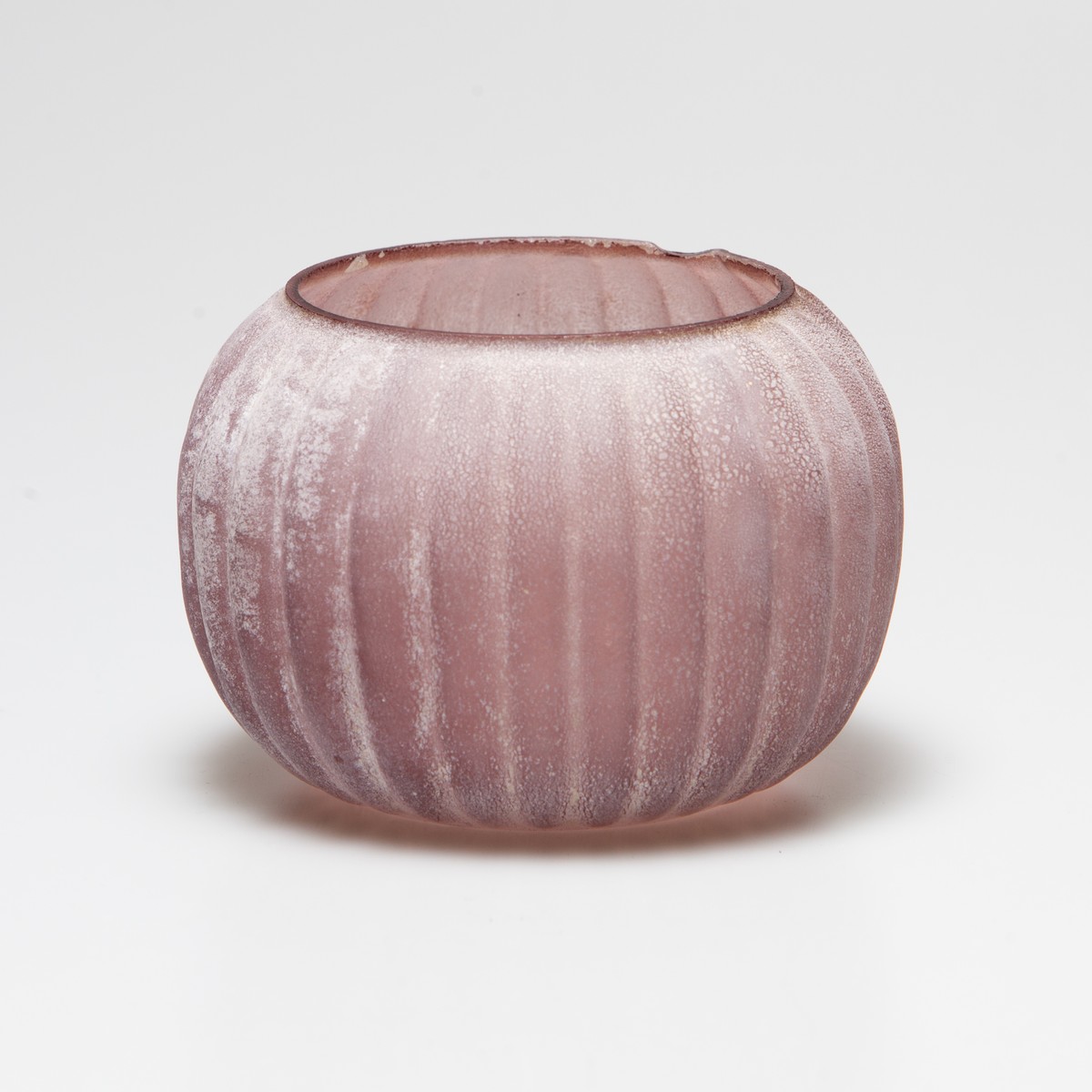  Venise Lumignon boule cotelé Venise Violet d'évêque 10x10x7.5cm