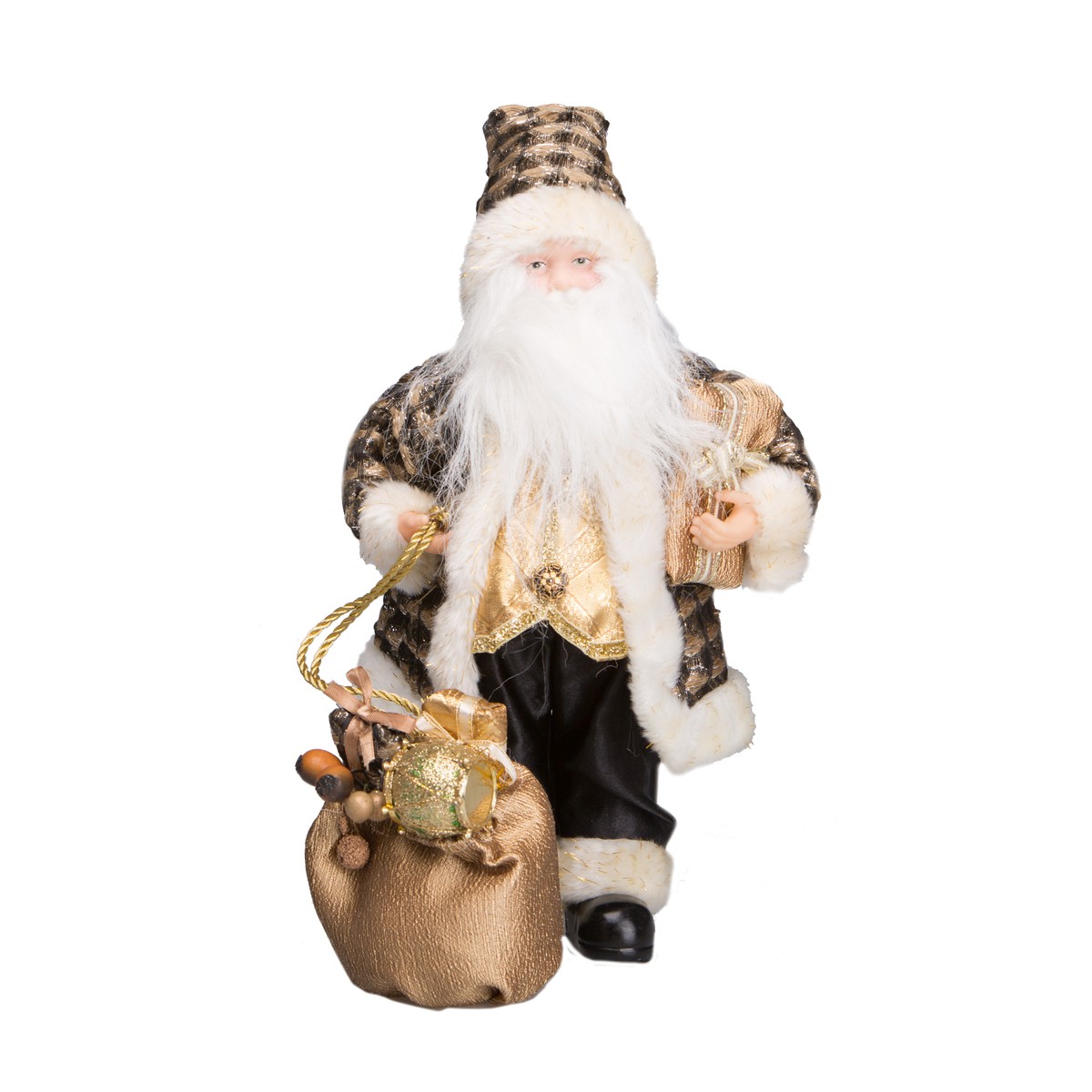   Père Noël or avec sac à jouets  30cm