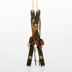   Paire de skis avec batons à supsendre Brun 24x9x1.5cm