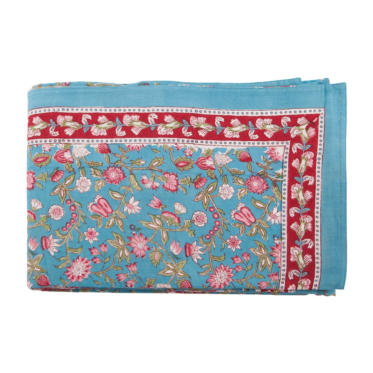   Nappe rectangle Fleur de la Passion Bleu turquoise 170x340cm