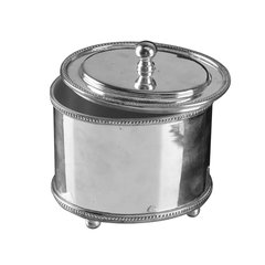   Boite ovale sur pieds argentée  13x9x14cm