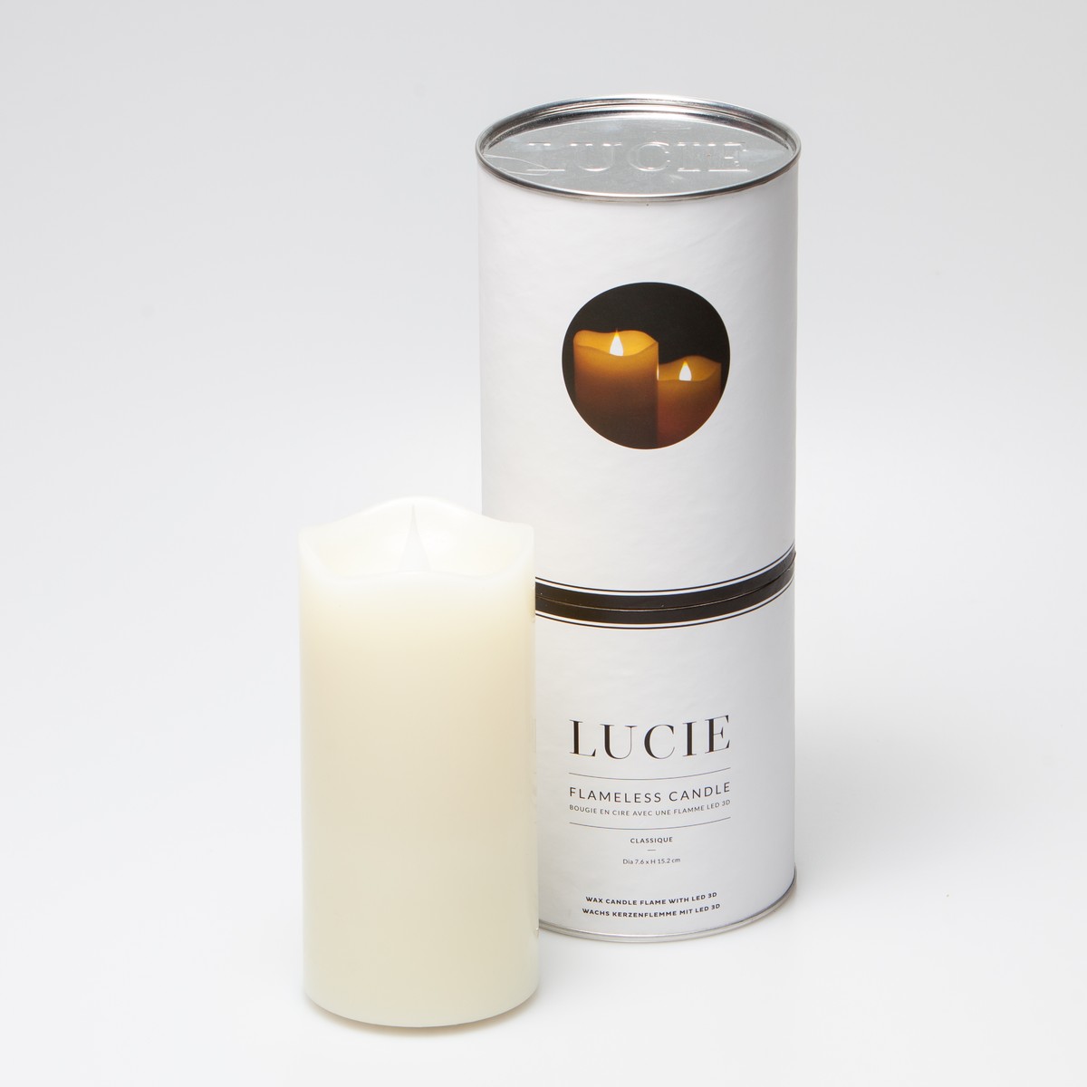 Lucie Lucie Bougie LED flamme 3D Lucie Flameless  7.6x15.2cm