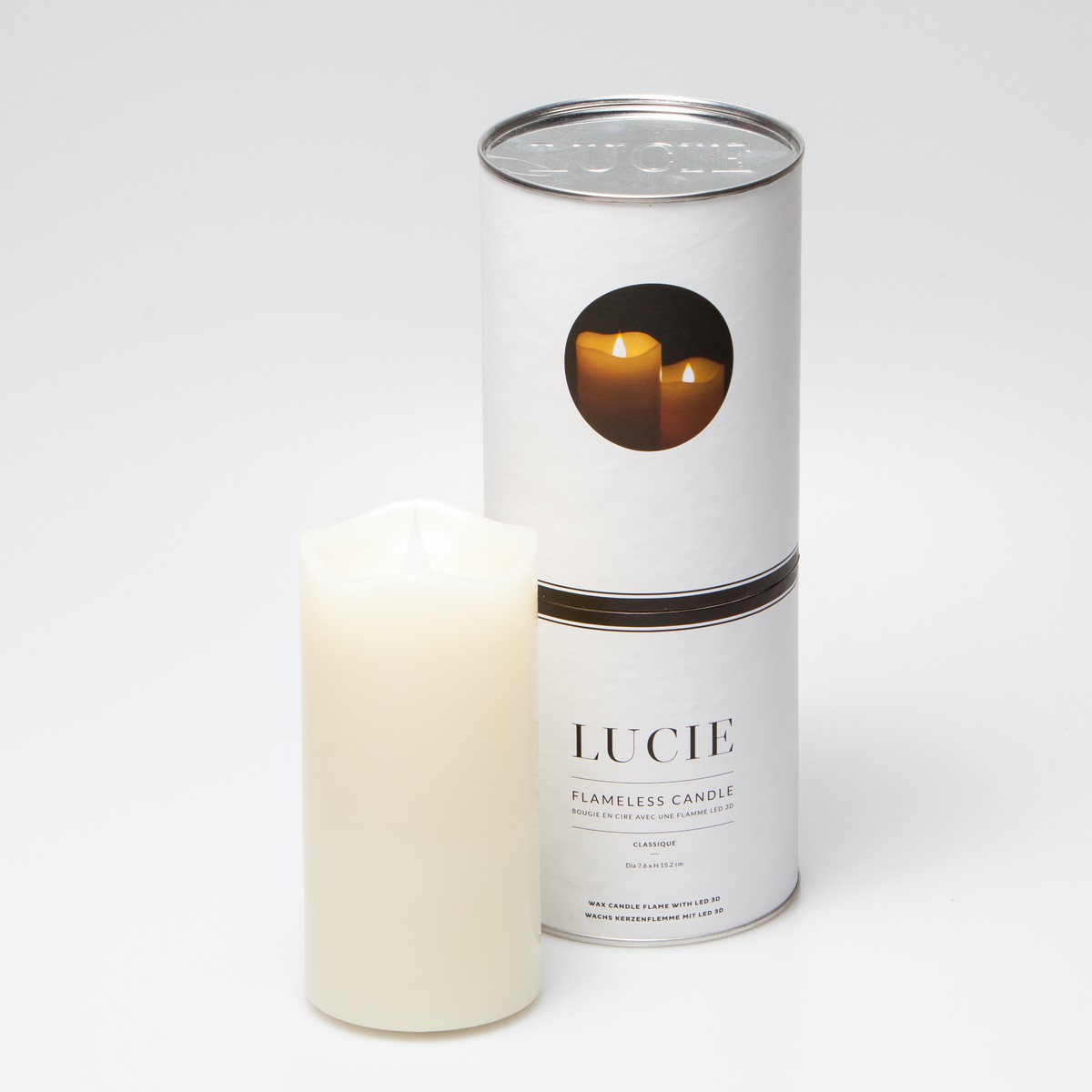 Lucie Lucie Bougie LED flamme 3D Lucie Flameless  7.6x17.7cm