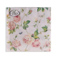   Serviettes New rambling rose Rouge rose 33x33cm