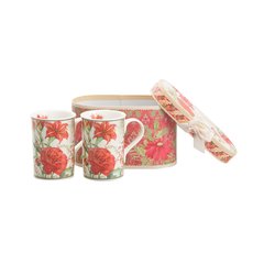   2 mugs amaryllis dans boîte cadeau  18.6X9X11.3cm