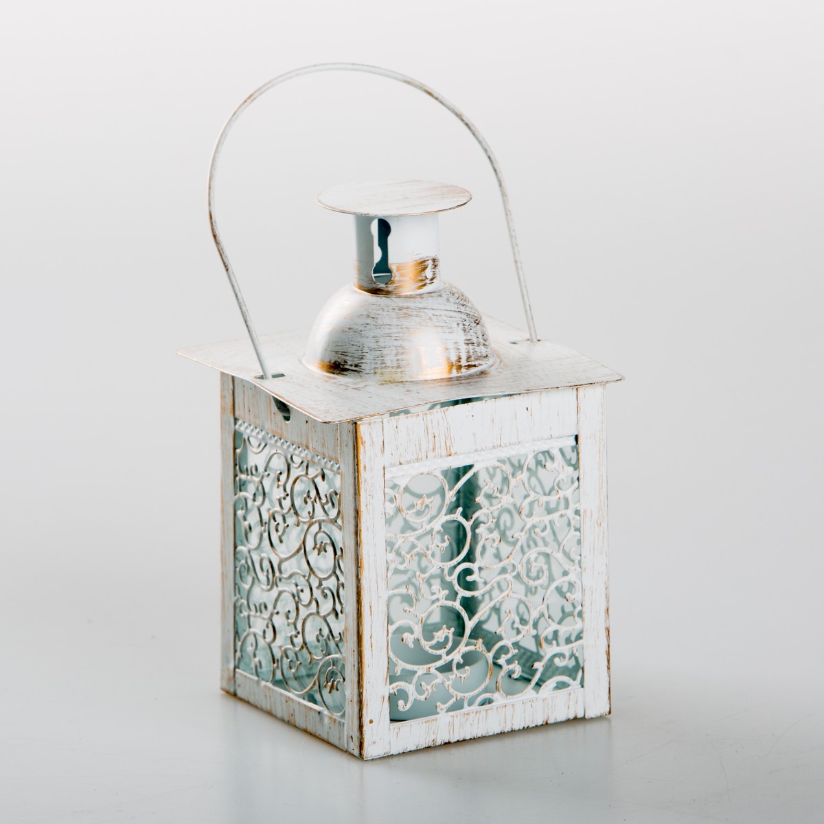   Lanterne arabesque Blanc 9.7x9.7x19cm