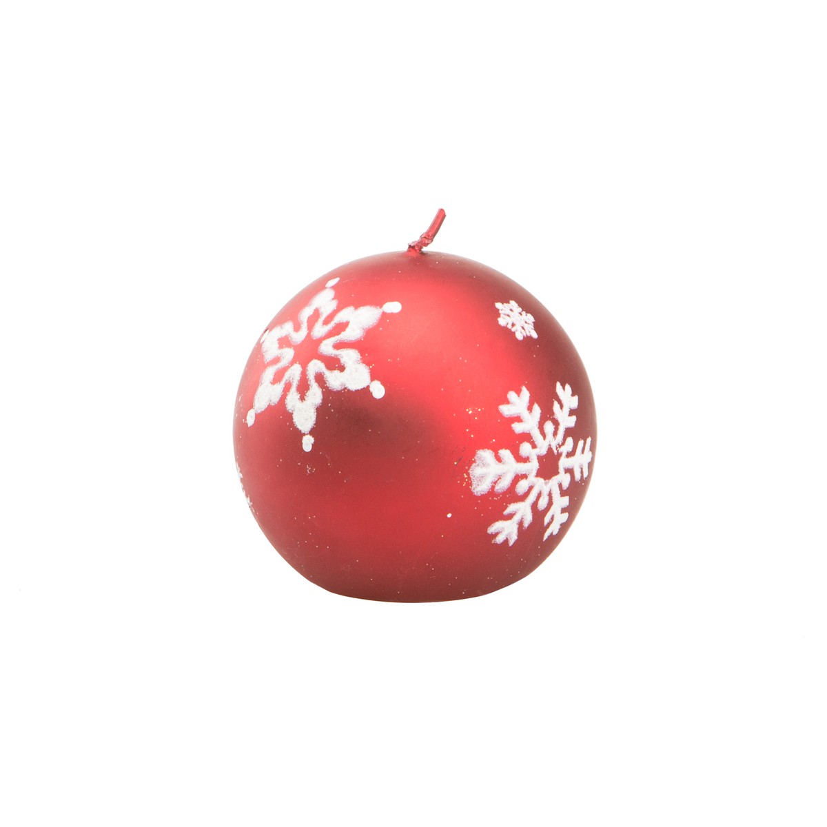   Bougie Boule de Noël Flocon de neige Rouge cerise 7.3x7.3x7.2cm
