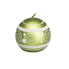   Bougie Boule de Noël Arabesque & étoiles Vert sapin 7.3x7.3x7.2cm