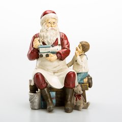   Père Noël assis avec enfant  16.5x13x24cm