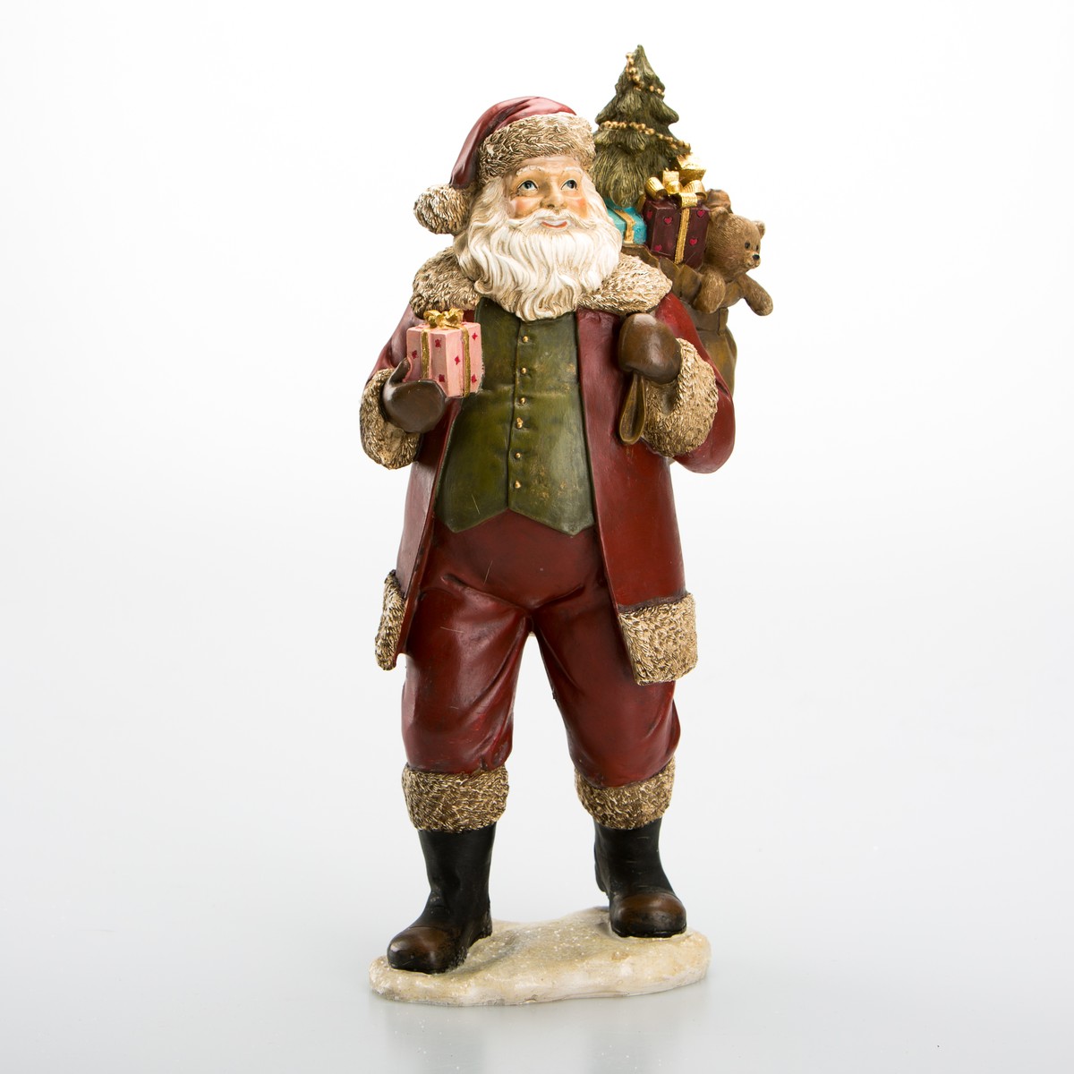  Père Noël debout avec hotte  17.5x13x37cm