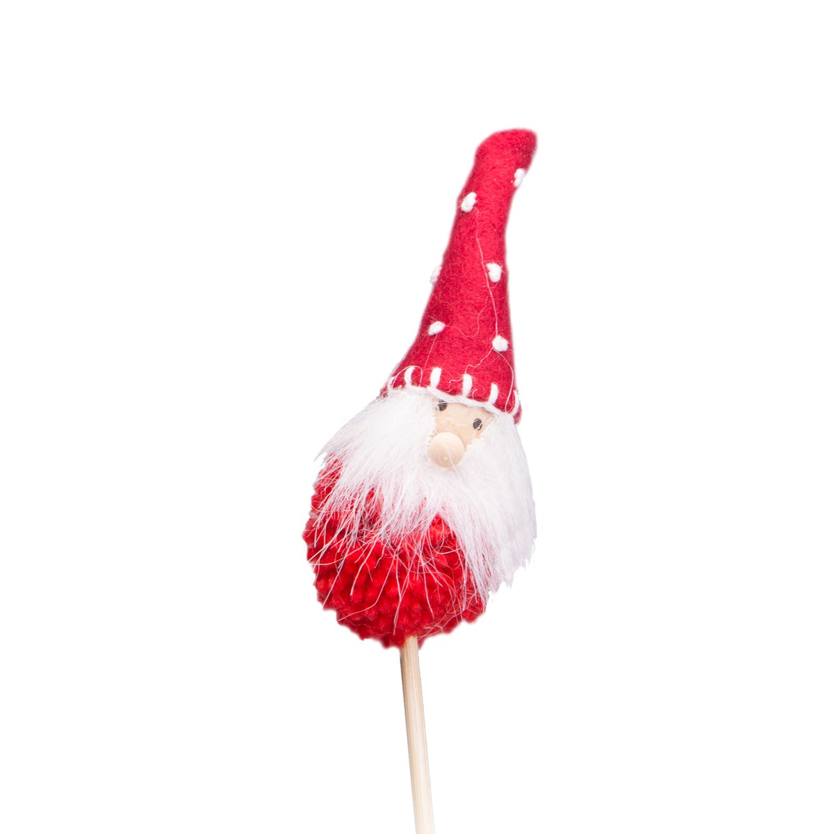   Père Noël Pompon sur pique Rouge cerise 7cm