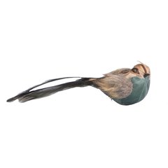   Oiseaux en plume avec clip Vert sapin 14x4x4cm