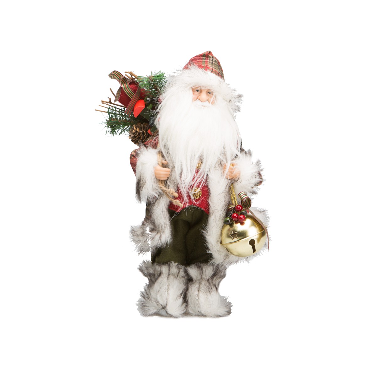   Père Noël Carreaux rouge & vert avec grelot  30cm