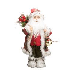   Père Noël Carreaux rouge & vert avec grelot  40cm
