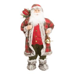   Père Noël Carreaux rouge & vert avec grelot  90cm