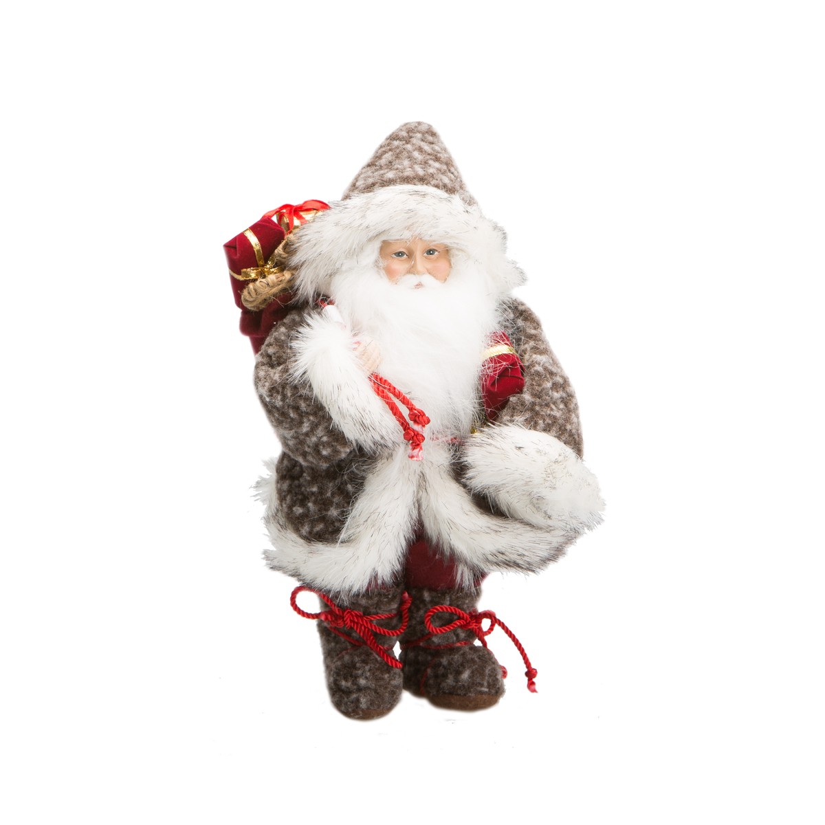   Père Noël Gris avec ourson  30cm