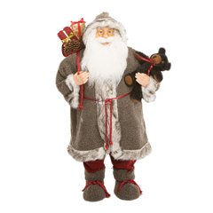   Père Noël Gris avec ourson  90cm