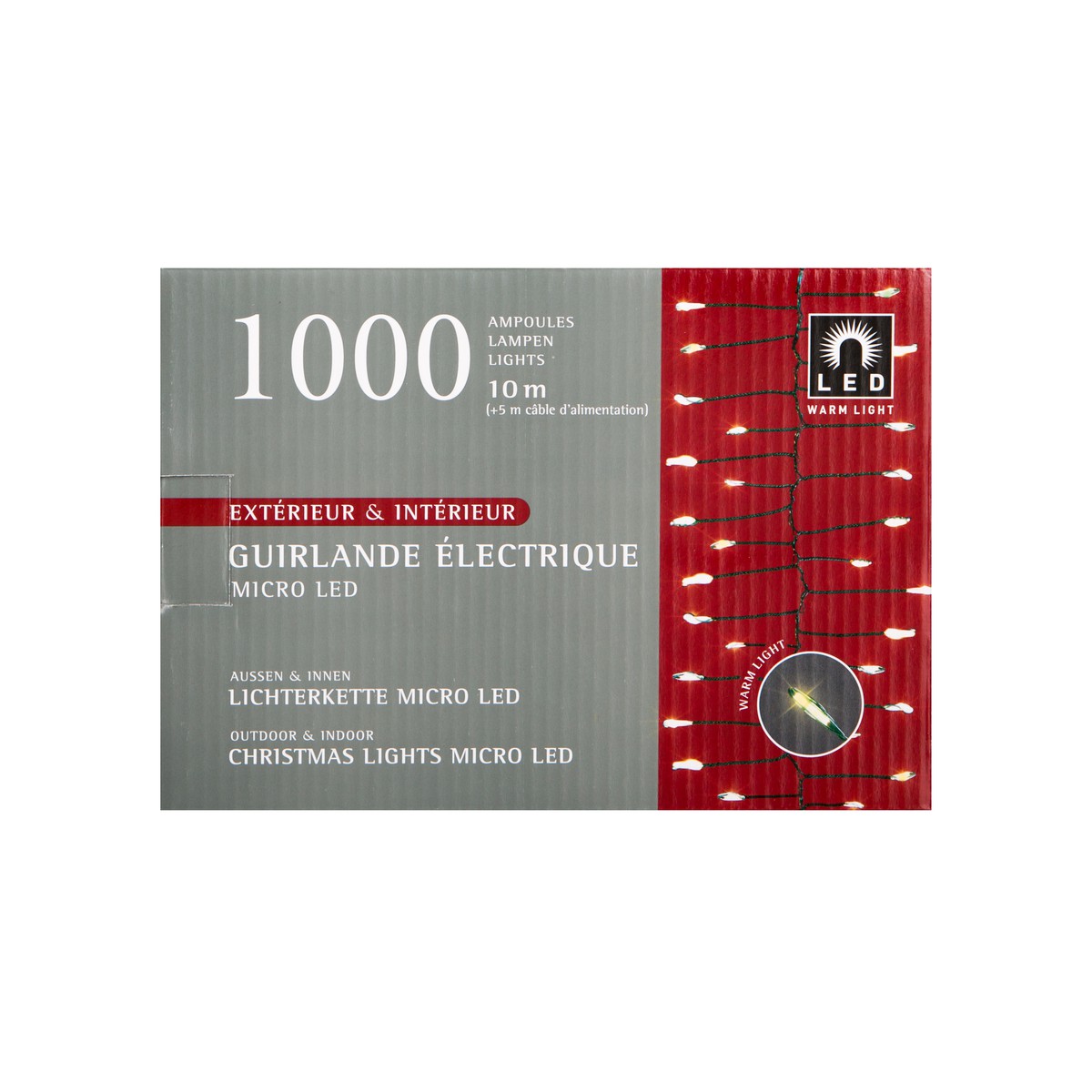   Guirlande Int./Ext. Mico LED chaude 1000L  10m (+5m de cable d alimentation)