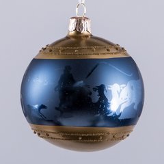 Schilliger Design  Boule Chevaux avec traineau Bleu & Or 80mm Bleu cobalt 8cm