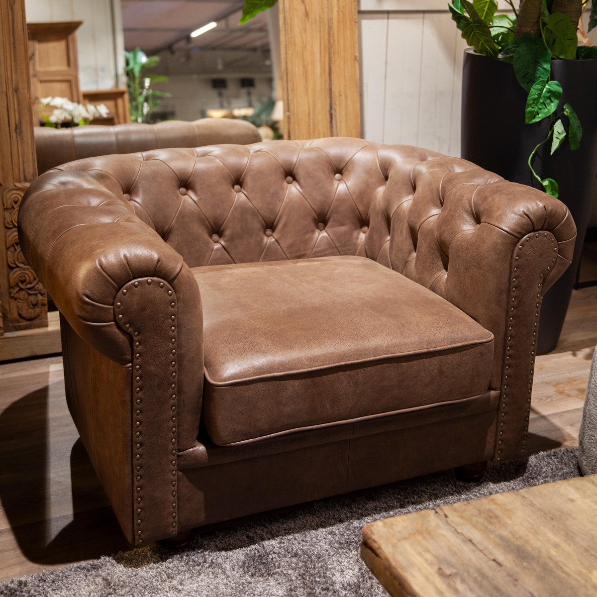 PR Living Chesterfield Fauteuil Chesterfield 1 place Cuir B Multi-couleurs 118x95xH78cm A50cm