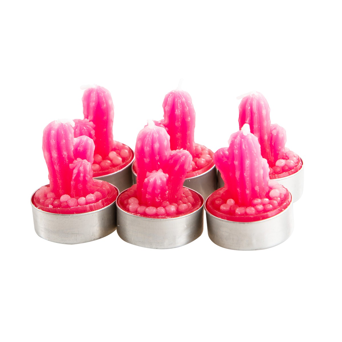   Bougies Cactus en boites 6pcs Rouge fuchsia 3.8cm