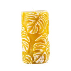   Bougie Monstera cylindrique Jaune moutarde 8x15cm