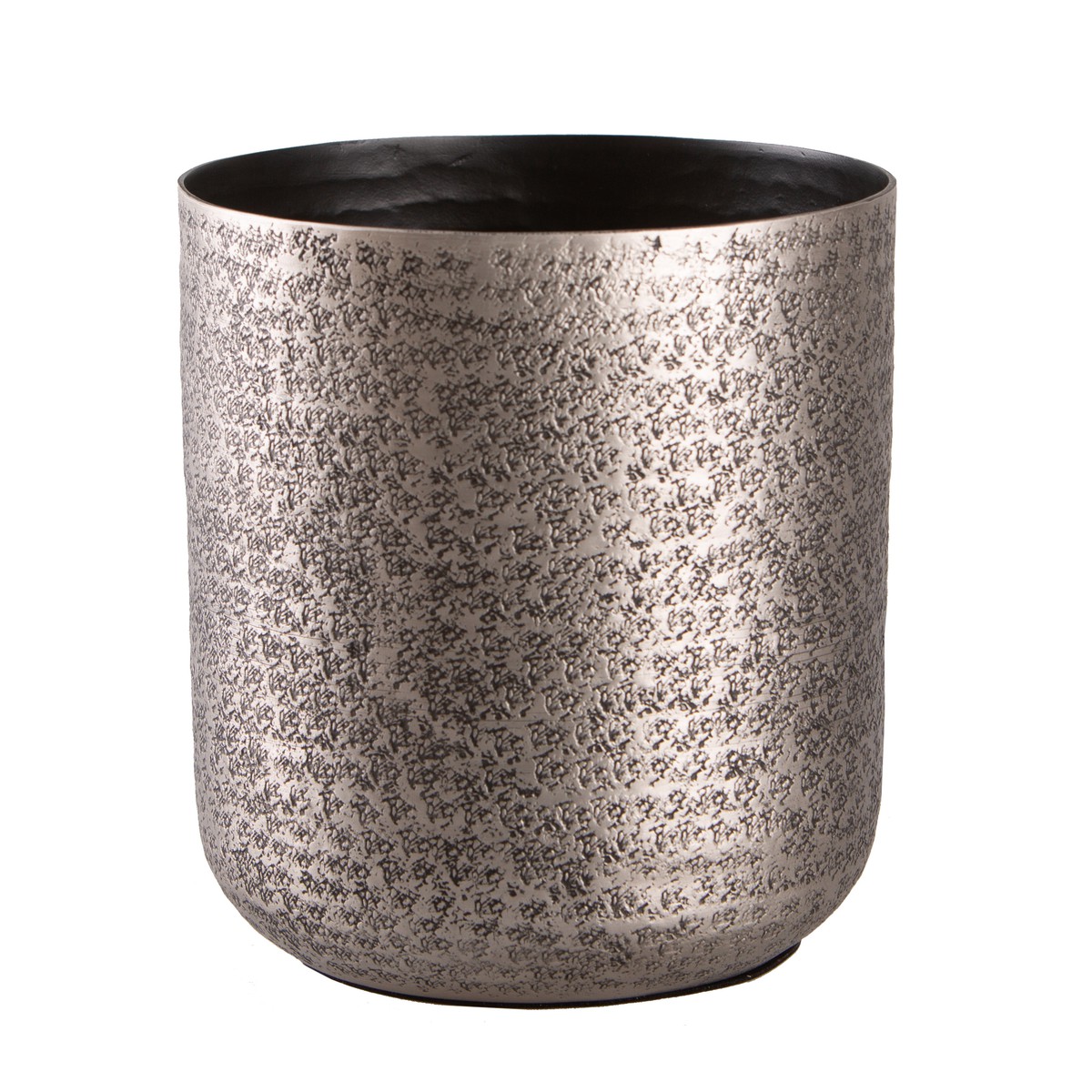 Schilliger Design  Pot cylindrique martelé à la main texture en points Gris plomb 18x18x18cm
