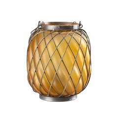   Lanterne ovale en verre coloré Jaune paille 14x14x18cm