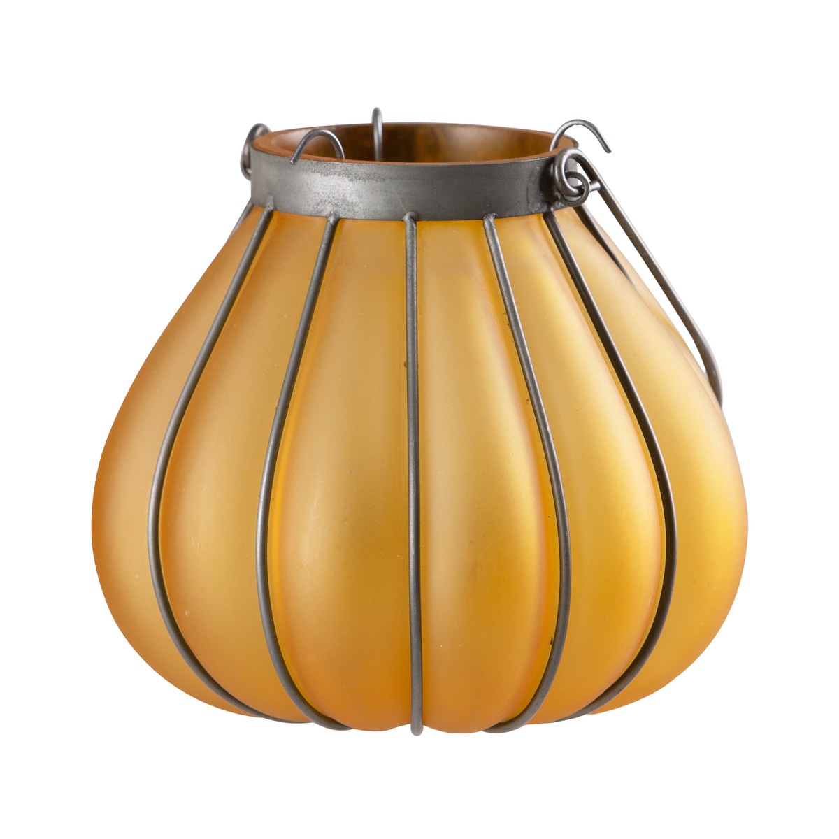   Lanterne Cylindrique en verre coloré Jaune paille 13x13x17cm