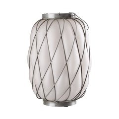Schilliger Design  Lanterne Allongée losange en verre coloré Blanc de zinc 19x19x28cm