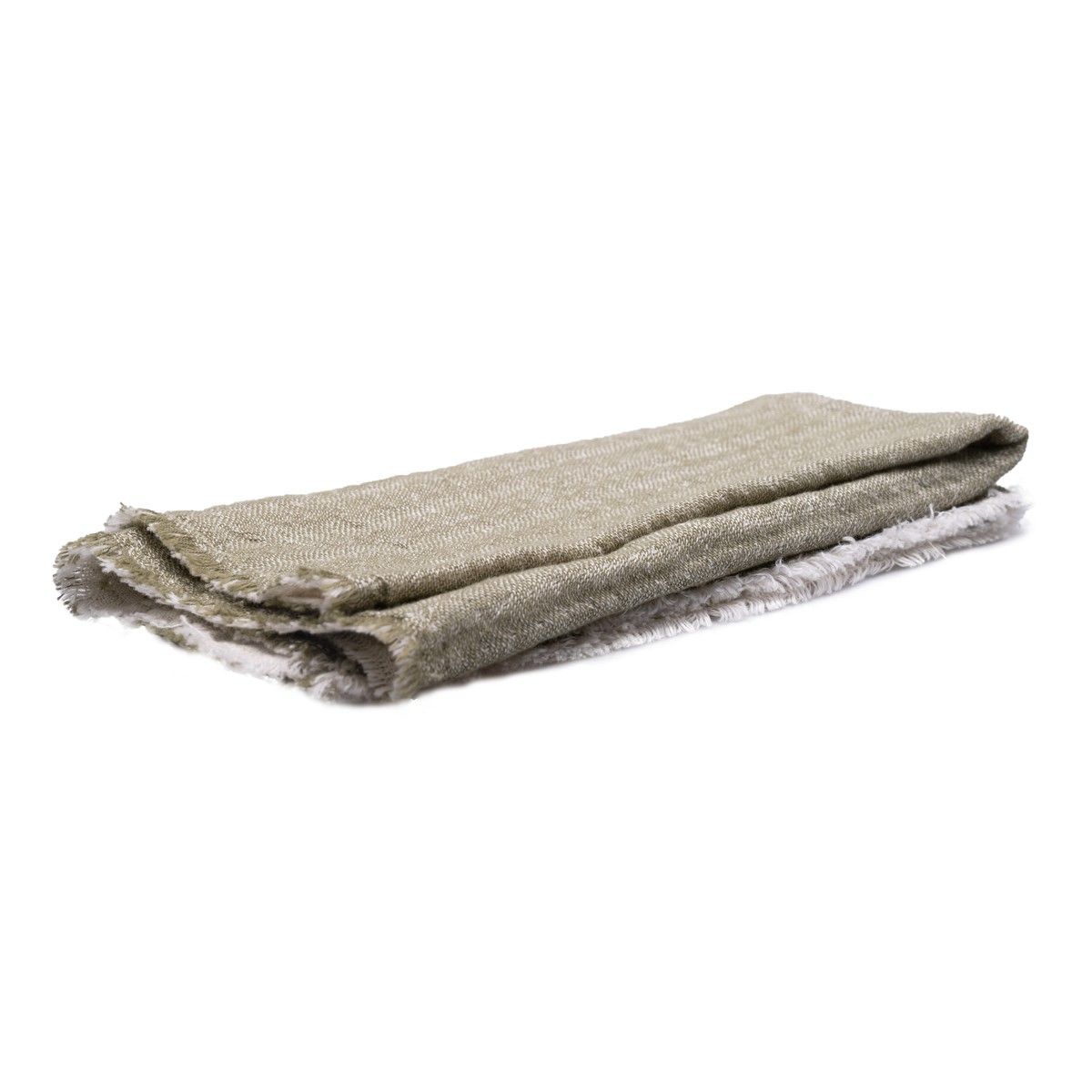 Schilliger Design Mayotte Serviette Mayotte avec franges Vert olive 45x45cm