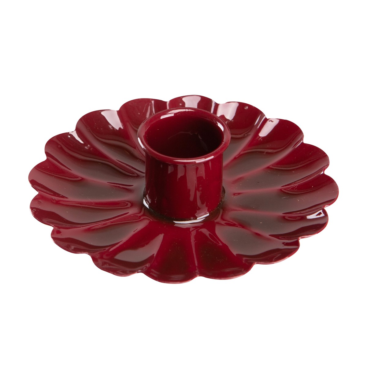   Bougeoir Fleur Rouge bordeaux 9.5x2.5cm