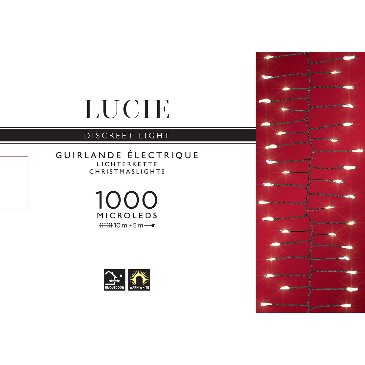 Lucie Discreet Light Guirlande 1000 Micro LED Chaude fil vert Int./Ext.  10m