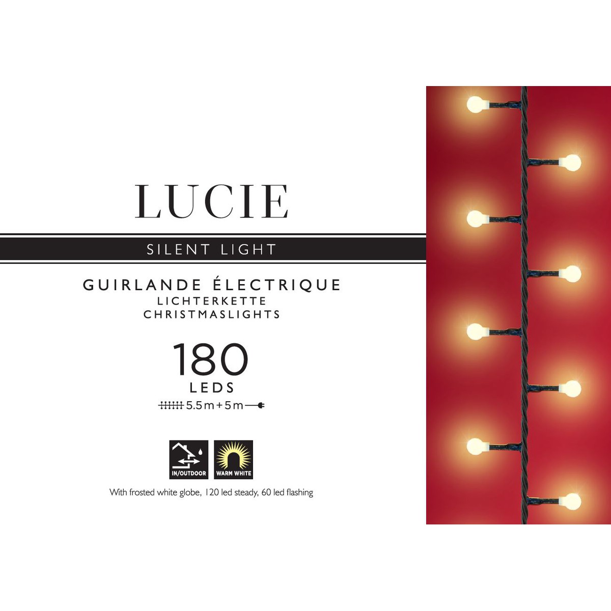 Lucie Silent Night Guirlande 180 LED Chaudes Int./Ext. Silent Night  5.5m