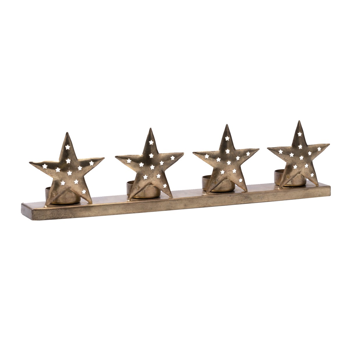 Schilliger Design  Lumignon métal quatre étoiles Jaune d'or 41.5x6x10cm