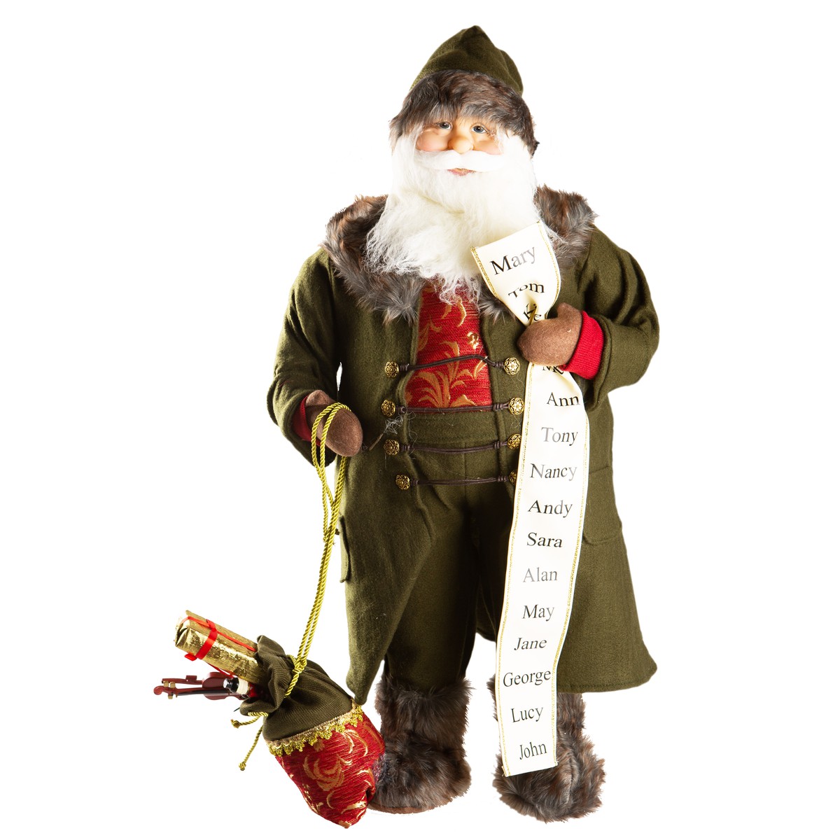 Schilliger Design  Père Noël Vert avec liste de cadeaux  90cm