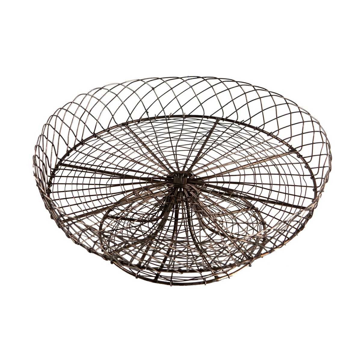 Corbeille à Fruits Ronde En Fil De Fer Tressé – 29cm, Bon état
