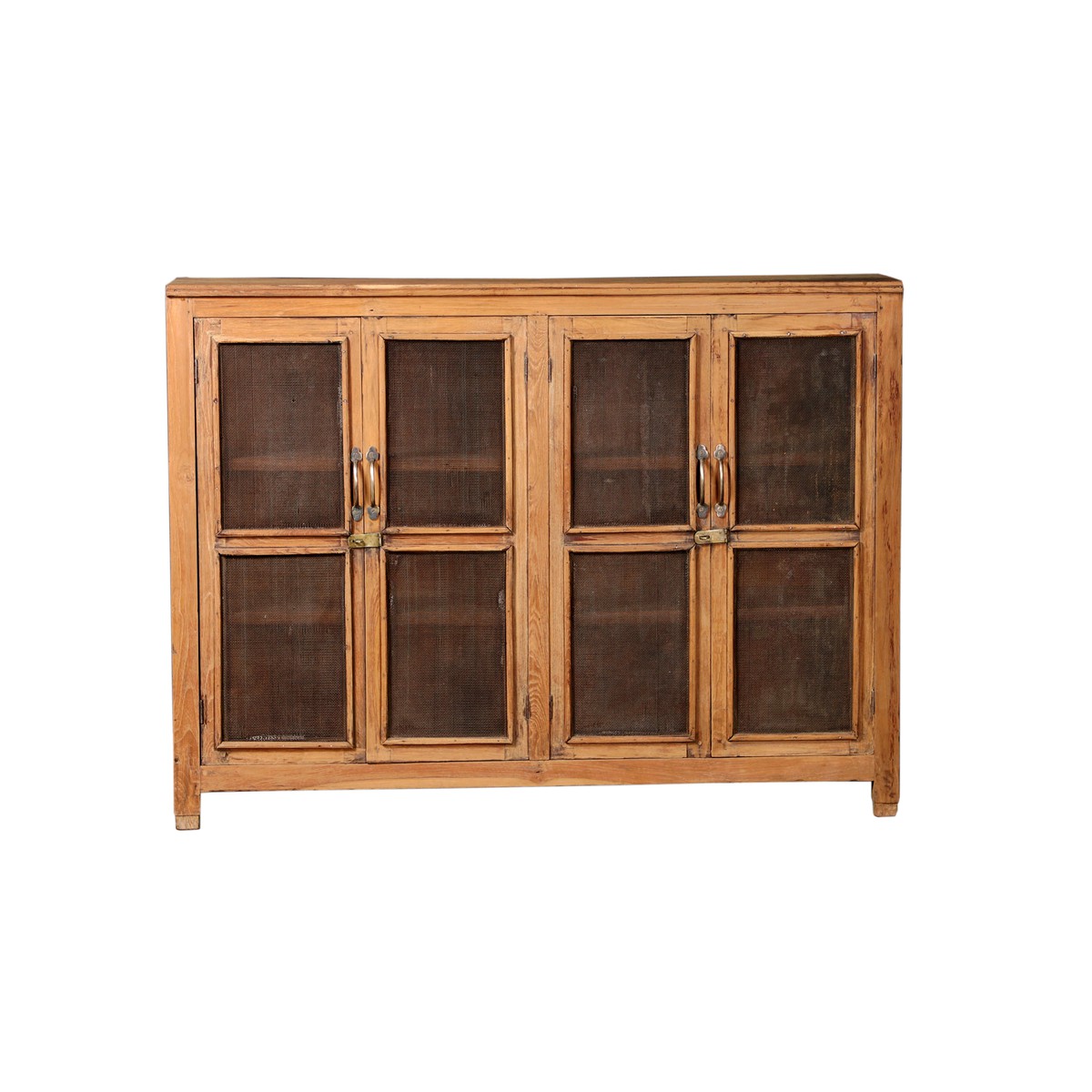 Schilliger Design  Vitrine basse 4 portes en teck ancien  122x30x91cm