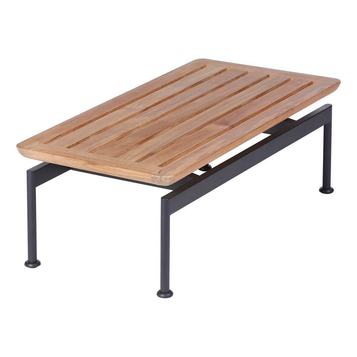 Barlow Tyrie Layout Table basse étroite Layout rectangulaire avec plateau en teck Noir 82x40x29cm