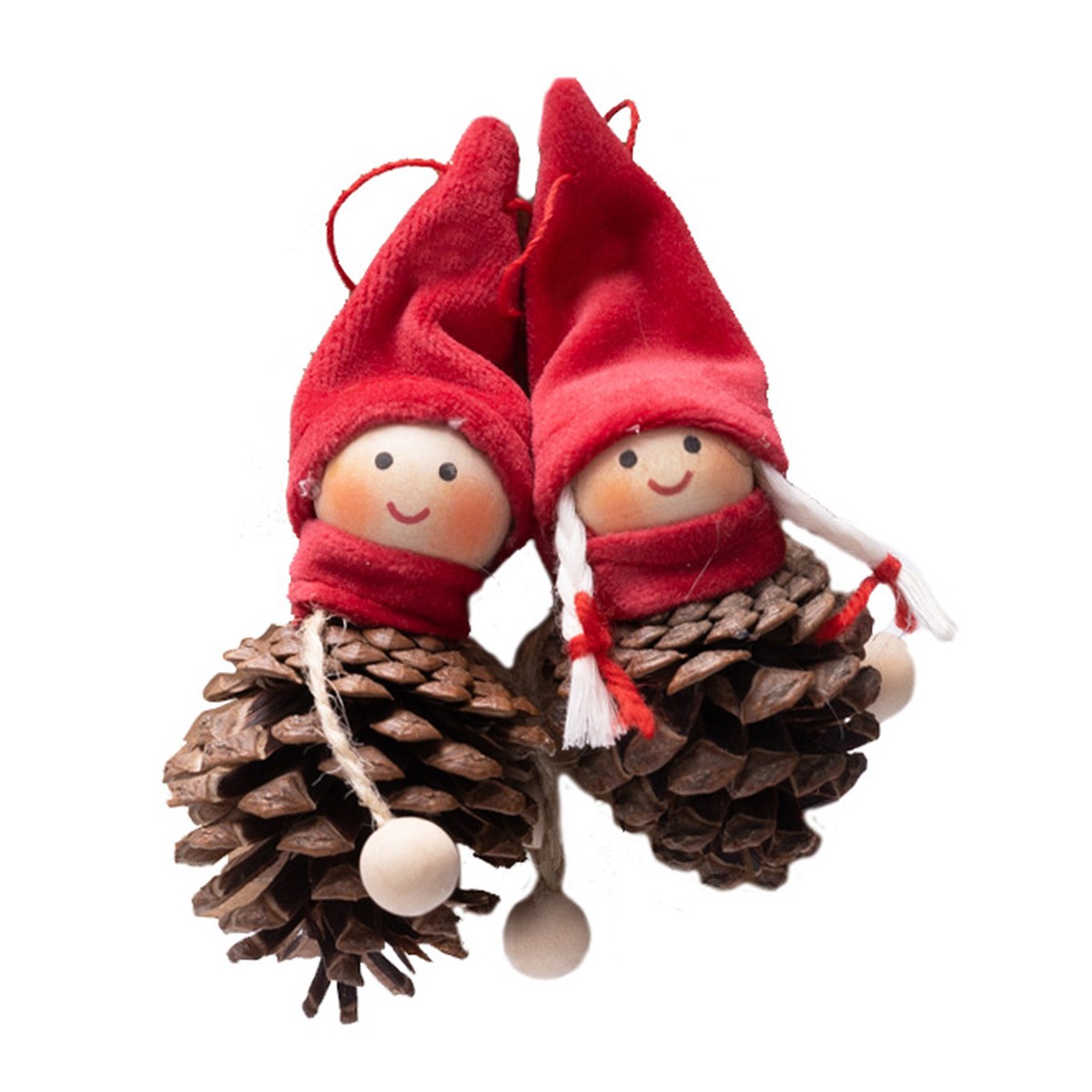 Schilliger Design  Lutin sur pomme de pin rouge 2pcs  11cm