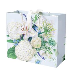 Caspari  Sac cadeaux, White Blooms  