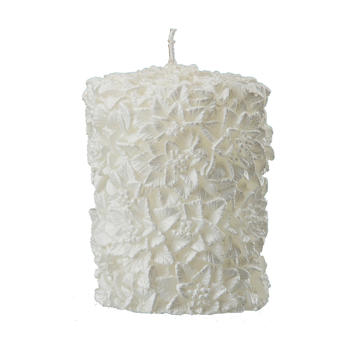 Schilliger Design  Bougie cylindre Poinsettia blanche Blanc neige 7.5x9.5cm