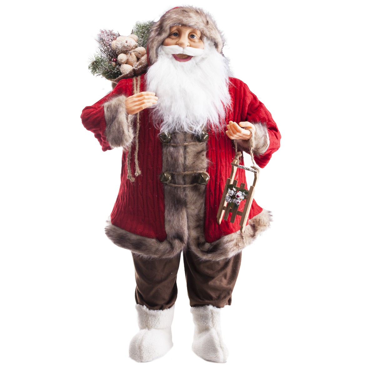 Schilliger Design  Père Noël tricot rouge avec luge  90cm