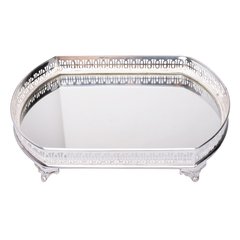 Schilliger Design  Plateau miroir ovale argenté  33x22cm